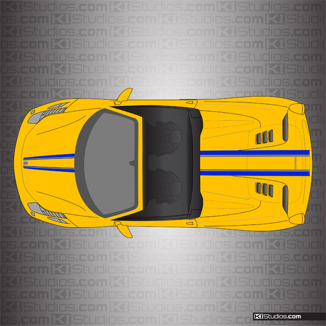 KI Studios Stripes for Ferrari 458 Spider - 008 Blue Stripes on Yellow Car