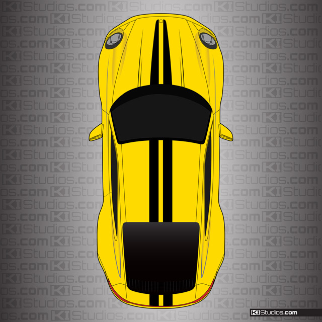 Porsche 992 Carrera S Stripe Kit 008 Sample of Black on Yellow