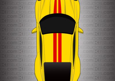 Porsche 992 Carrera S Red Stripes on a Yellow Car