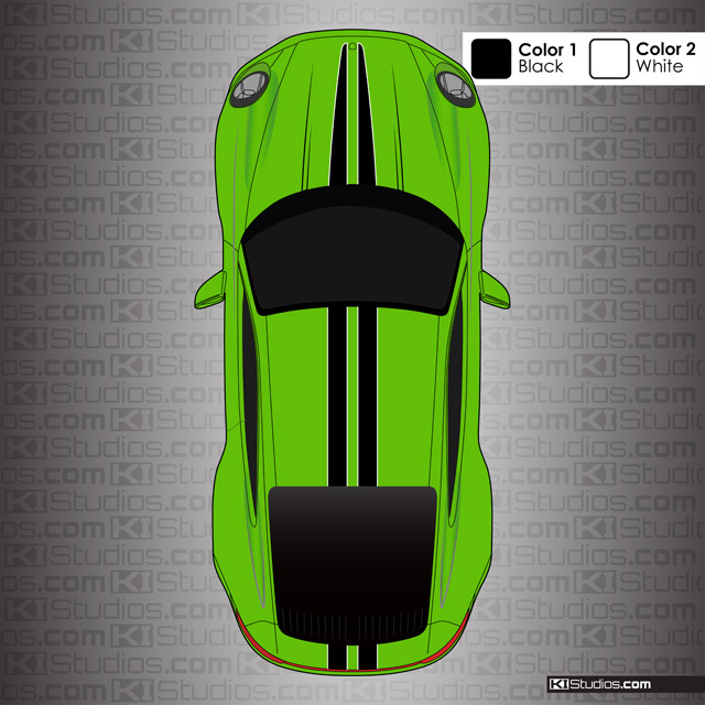 Porsche 911 (992) Carrera S Green with Black and White KI Studios Stripes
