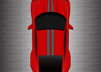 Porsche 992 Carrera 4S KI Studios stripes - Black Platinum Grey and Black on a Red Porsche
