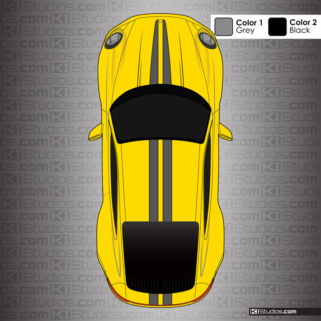 Yellow Porsche 992 Stripe Kit 008 - Grey and Black on Yellow
