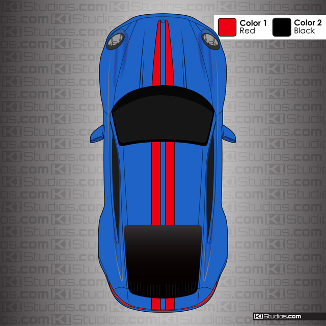 Porsche 992 Carrera 4S - Red and black top stripes