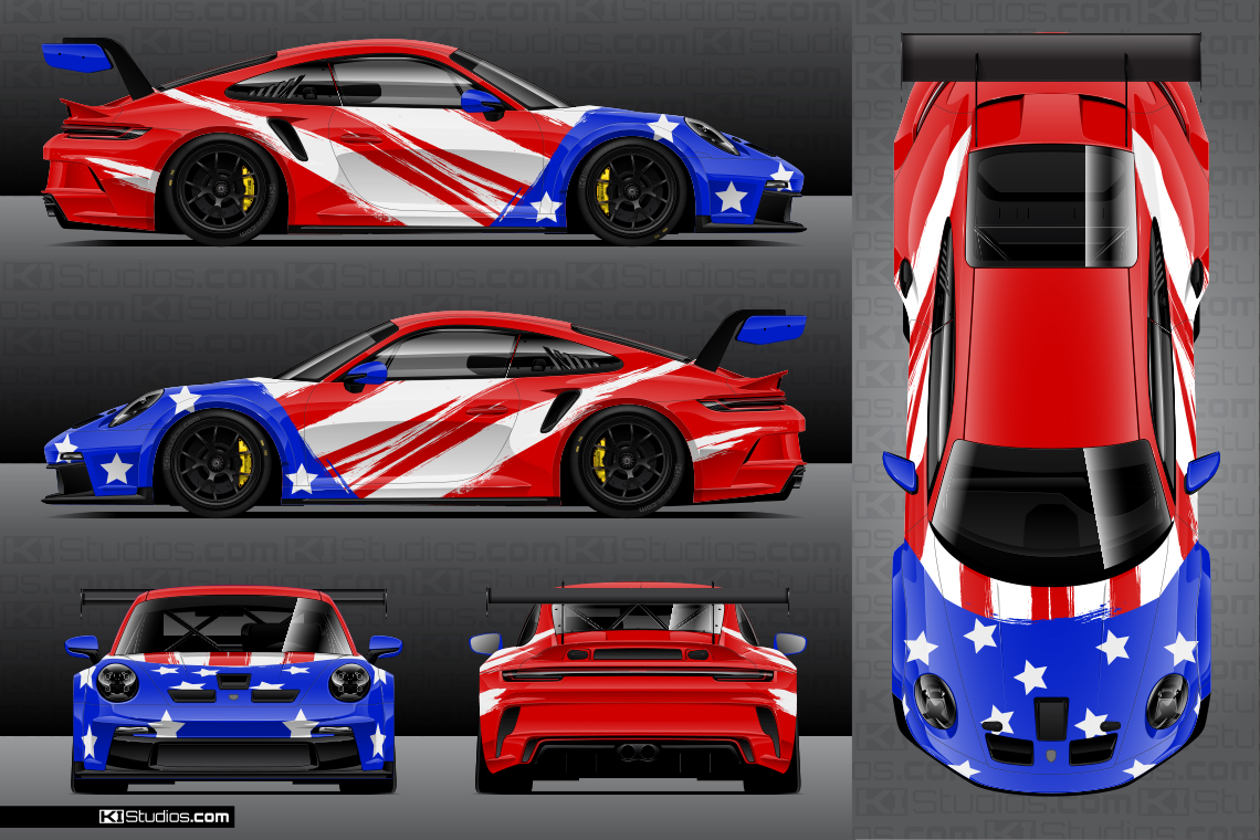 American Flag Porsche Livery Wrap - Liberty