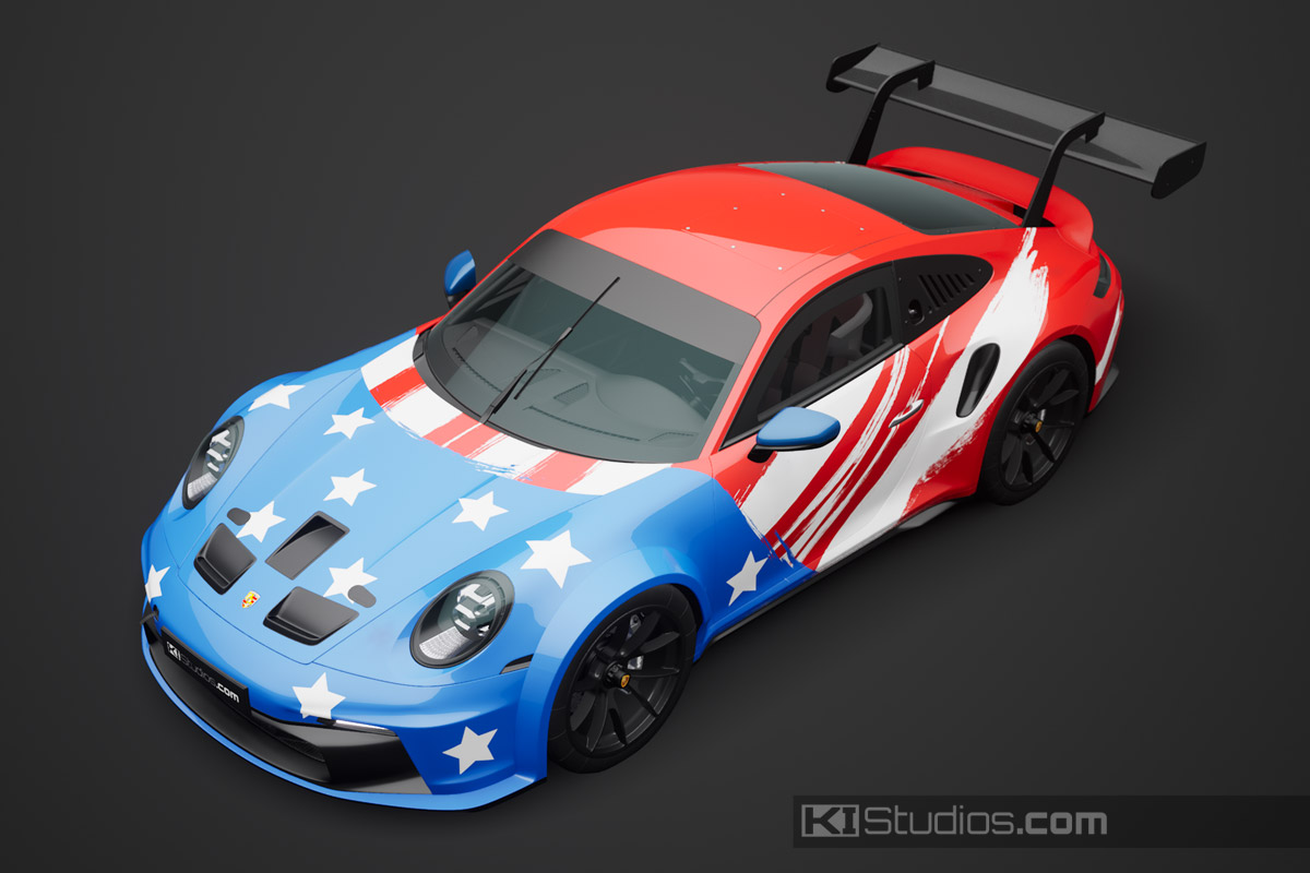 Liberty Racing Livery American Flag Porsche 911 Cup Car Wrap
