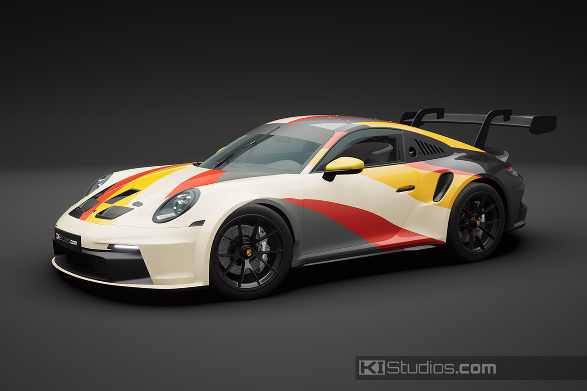 Porsche Racing Retro Car Wrap Print Design