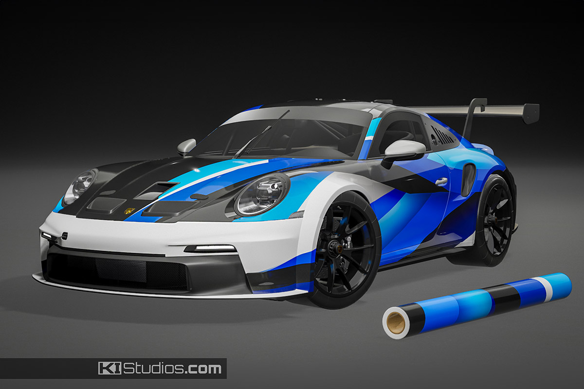Porsche 992 GT3 Cup Exclusive Racing Livery, 1 of 1 by KI Studios Front Quarter